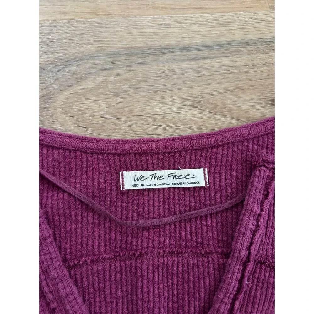 Free People Give Me A Little Bell Sleeve Rib T Shirt Fairytale Magenta Medium - Picture 3 of 7